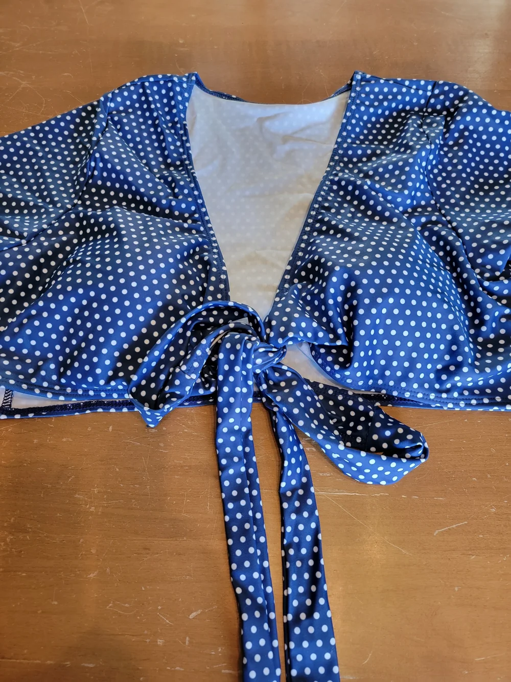 Navy Polka Dot Adjustable Tie-Front Bikini Set Size 16 NWT